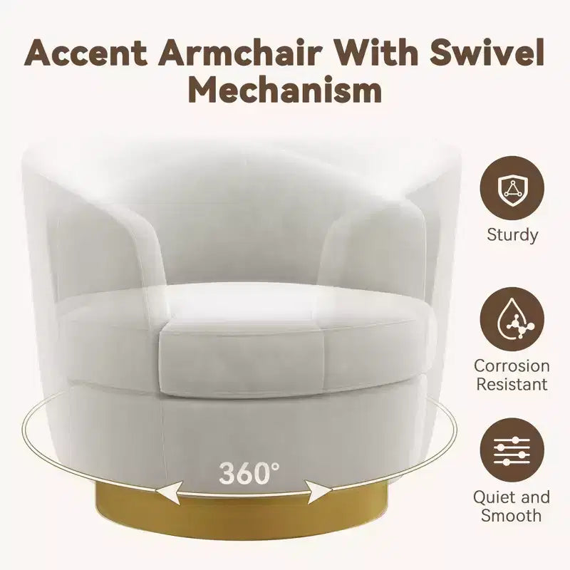 Likepay Velvet Swivel Accent Chair Barrel Chair, 360 Swivel Chair, Makeup Vanity Stool Modern Accent Chair for Living room Bedroom