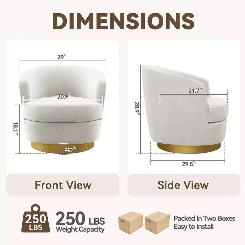 Likepay Velvet Swivel Accent Chair Barrel Chair, 360 Swivel Chair, Makeup Vanity Stool Modern Accent Chair for Living room Bedroom