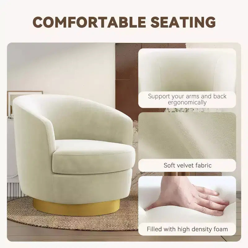 Likepay Velvet Swivel Accent Chair Barrel Chair, 360 Swivel Chair, Makeup Vanity Stool Modern Accent Chair for Living room Bedroom