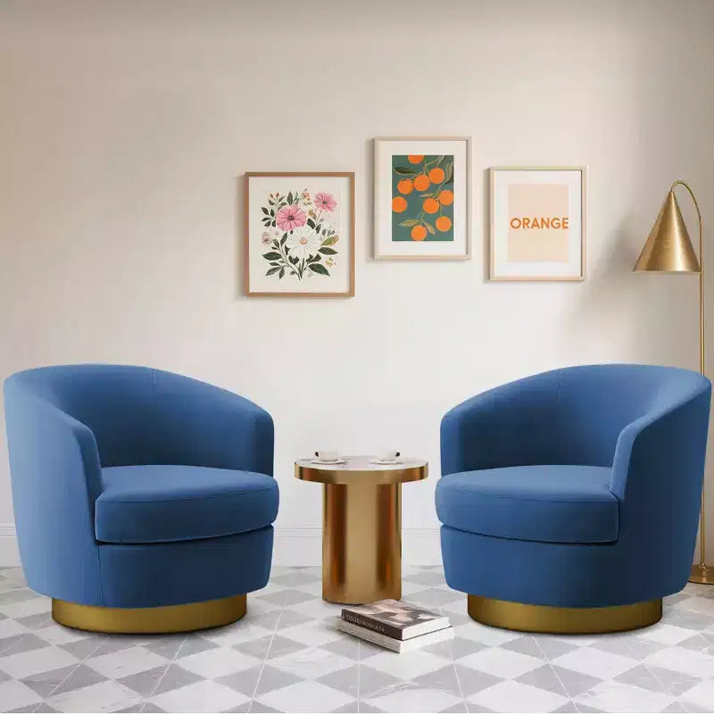 Likepay Velvet Swivel Accent Chair Barrel Chair, 360 Swivel Chair, Makeup Vanity Stool Modern Accent Chair for Living room Bedroom