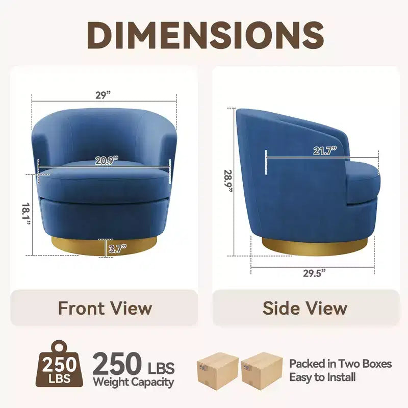 Likepay Velvet Swivel Accent Chair Barrel Chair, 360 Swivel Chair, Makeup Vanity Stool Modern Accent Chair for Living room Bedroom