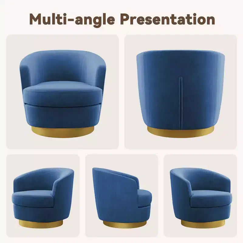 Likepay Velvet Swivel Accent Chair Barrel Chair, 360 Swivel Chair, Makeup Vanity Stool Modern Accent Chair for Living room Bedroom