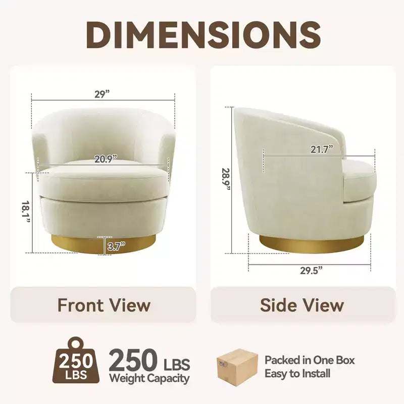 Likepay Velvet Swivel Accent Chair Barrel Chair, 360 Swivel Chair, Makeup Vanity Stool Modern Accent Chair for Living room Bedroom