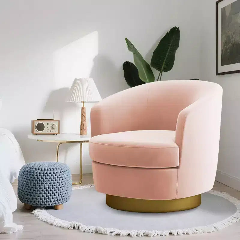 Likepay Velvet Swivel Accent Chair Barrel Chair, 360 Swivel Chair, Makeup Vanity Stool Modern Accent Chair for Living room Bedroom