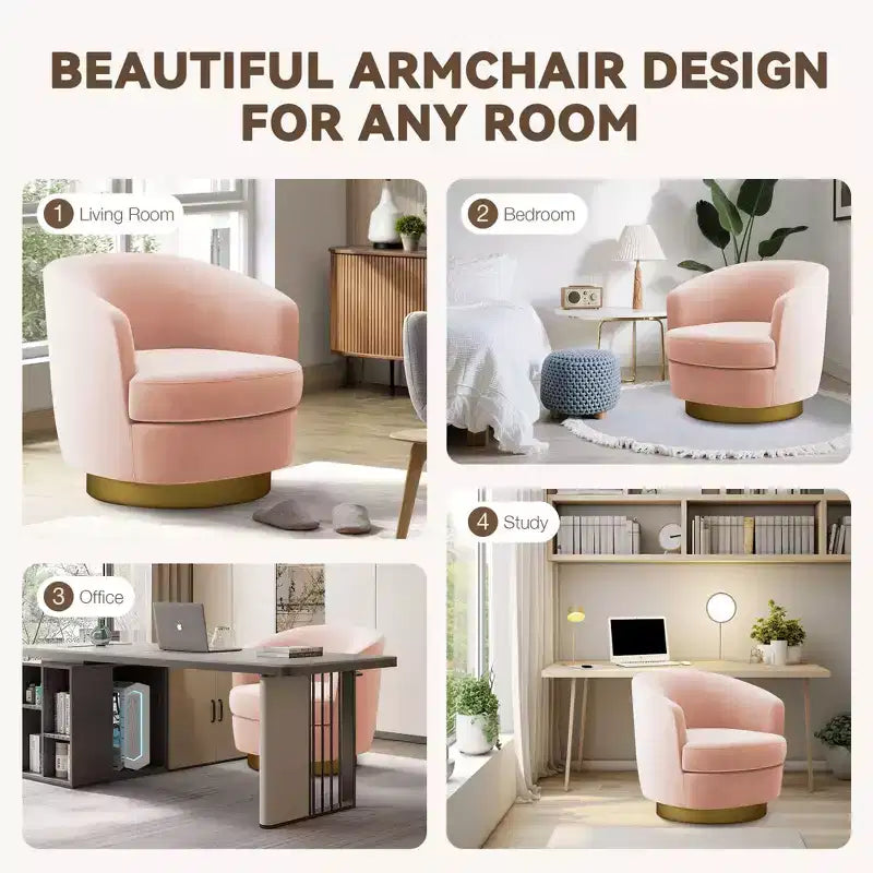 Likepay Velvet Swivel Accent Chair Barrel Chair, 360 Swivel Chair, Makeup Vanity Stool Modern Accent Chair for Living room Bedroom