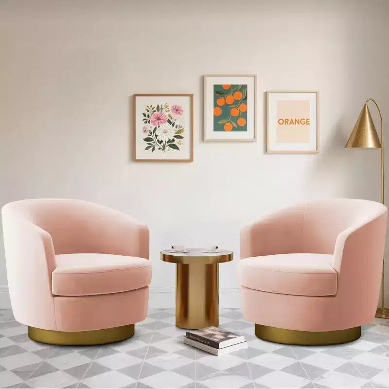 Likepay Velvet Swivel Accent Chair Barrel Chair, 360 Swivel Chair, Makeup Vanity Stool Modern Accent Chair for Living room Bedroom