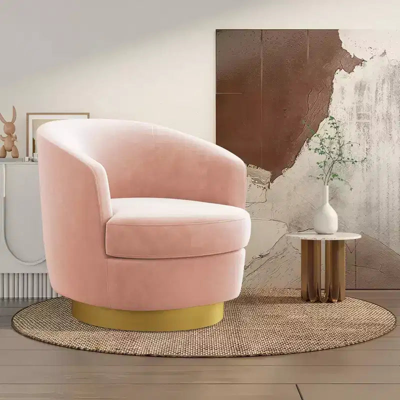Likepay Velvet Swivel Accent Chair Barrel Chair, 360 Swivel Chair, Makeup Vanity Stool Modern Accent Chair for Living room Bedroom