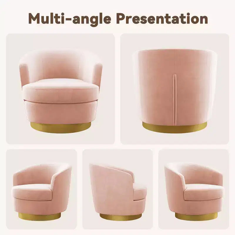 Likepay Velvet Swivel Accent Chair Barrel Chair, 360 Swivel Chair, Makeup Vanity Stool Modern Accent Chair for Living room Bedroom