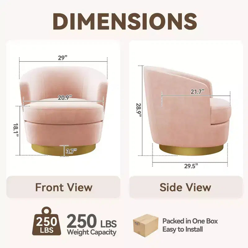 Likepay Velvet Swivel Accent Chair Barrel Chair, 360 Swivel Chair, Makeup Vanity Stool Modern Accent Chair for Living room Bedroom