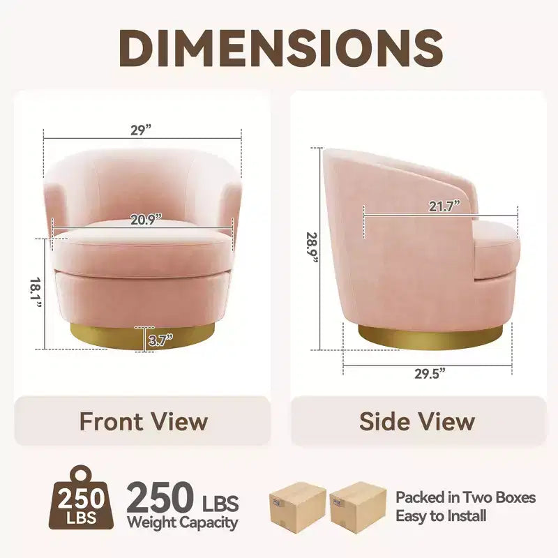 Likepay Velvet Swivel Accent Chair Barrel Chair, 360 Swivel Chair, Makeup Vanity Stool Modern Accent Chair for Living room Bedroom
