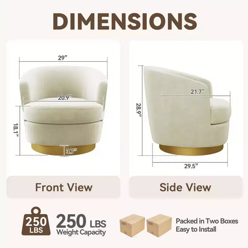 Likepay Velvet Swivel Accent Chair Barrel Chair, 360 Swivel Chair, Makeup Vanity Stool Modern Accent Chair for Living room Bedroom