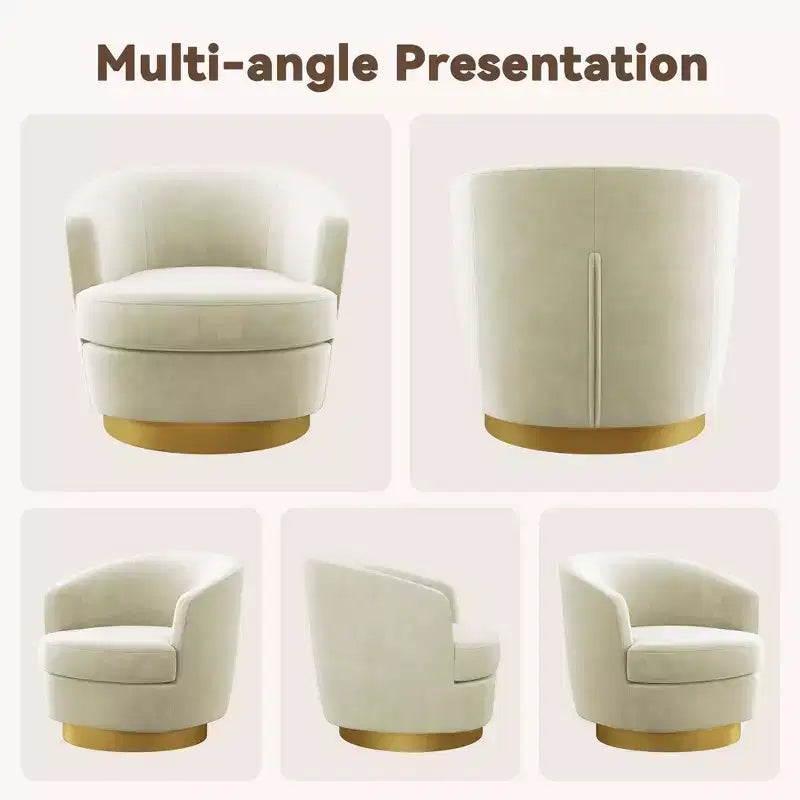 Likepay Velvet Swivel Accent Chair Barrel Chair, 360 Swivel Chair, Makeup Vanity Stool Modern Accent Chair for Living room Bedroom