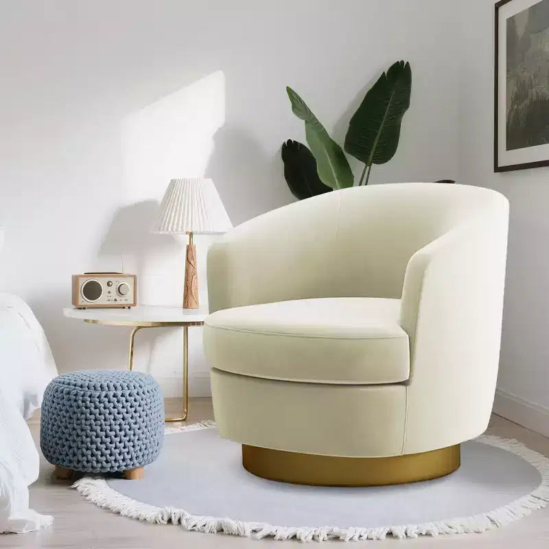 Likepay Velvet Swivel Accent Chair Barrel Chair, 360 Swivel Chair, Makeup Vanity Stool Modern Accent Chair for Living room Bedroom