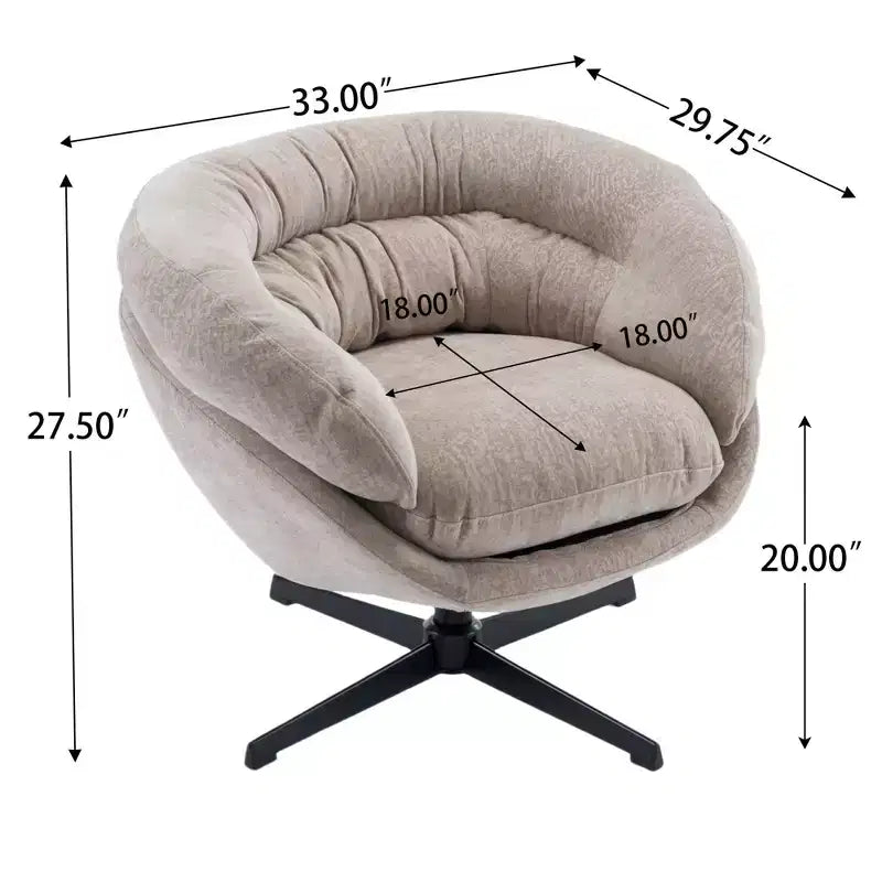 Okak Modern Chenille Swivel Office Chair with Removable Cushion,Comfy Accent Chair for Living Room,Apartment
