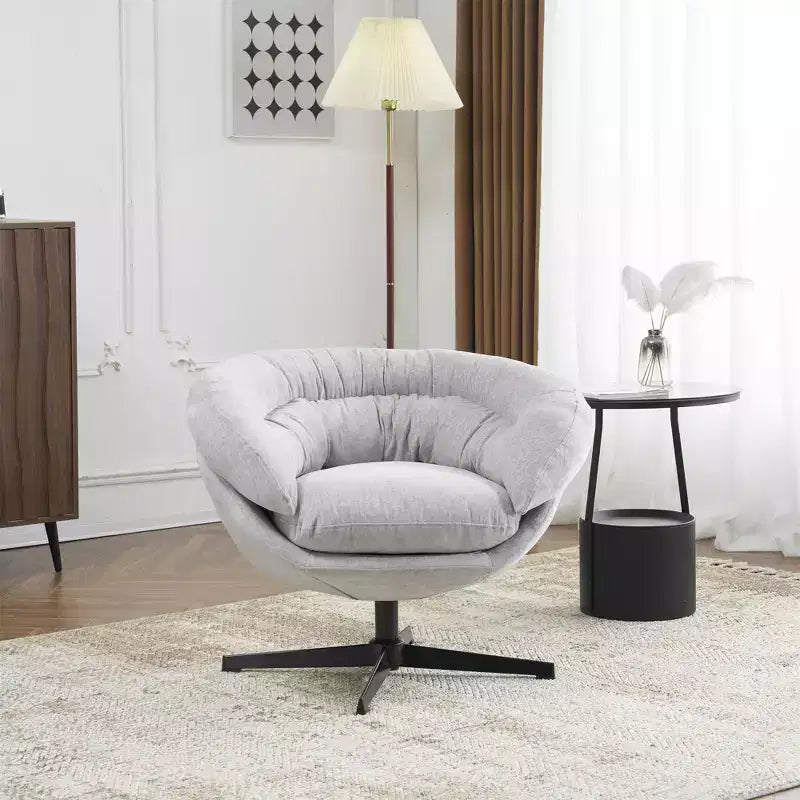 Okak Modern Chenille Swivel Office Chair with Removable Cushion,Comfy Accent Chair for Living Room,Apartment