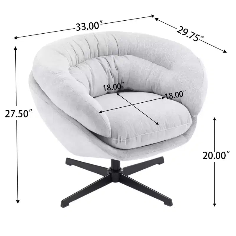 Okak Modern Chenille Swivel Office Chair with Removable Cushion,Comfy Accent Chair for Living Room,Apartment
