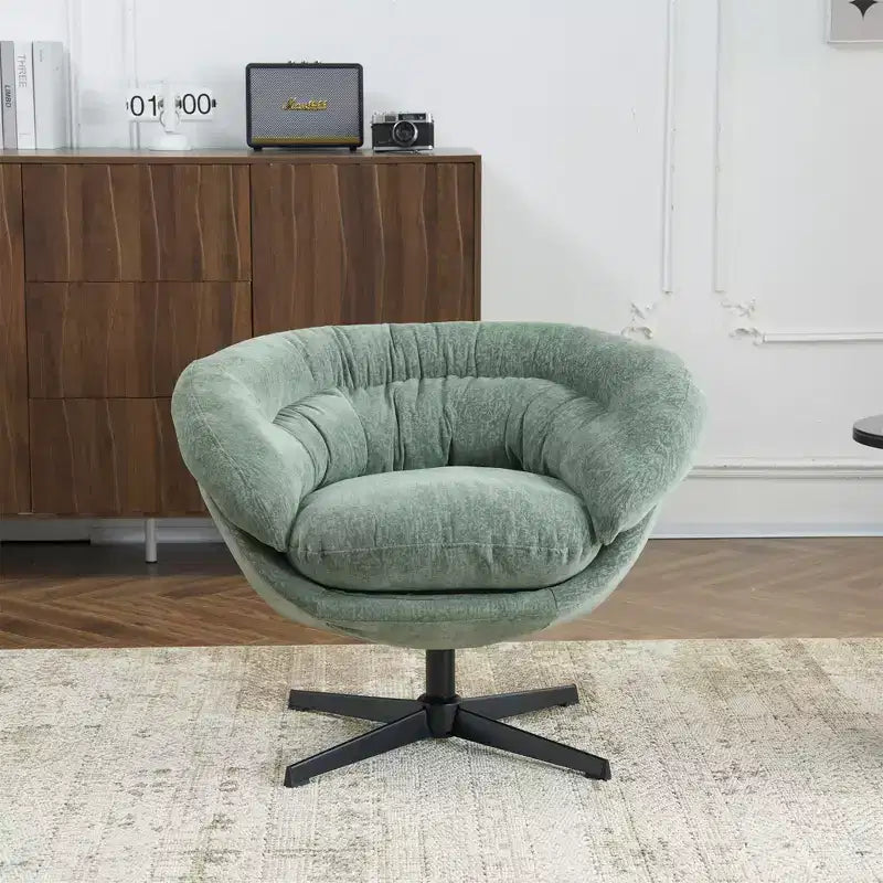 Okak Modern Chenille Swivel Office Chair with Removable Cushion,Comfy Accent Chair for Living Room,Apartment