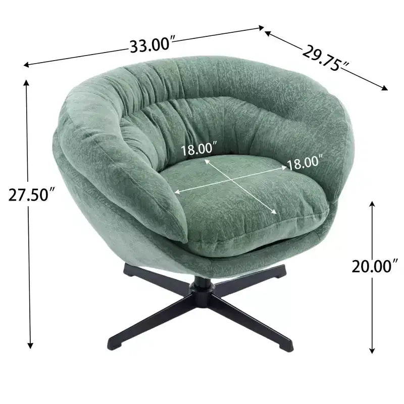 Okak Modern Chenille Swivel Office Chair with Removable Cushion,Comfy Accent Chair for Living Room,Apartment