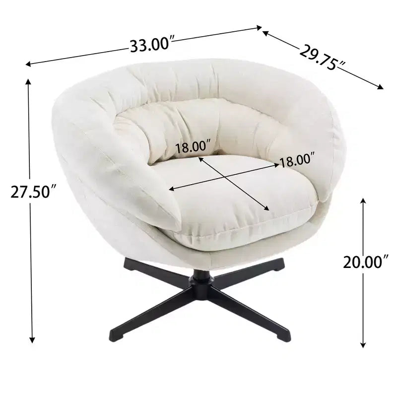 Okak Modern Chenille Swivel Office Chair with Removable Cushion,Comfy Accent Chair for Living Room,Apartment