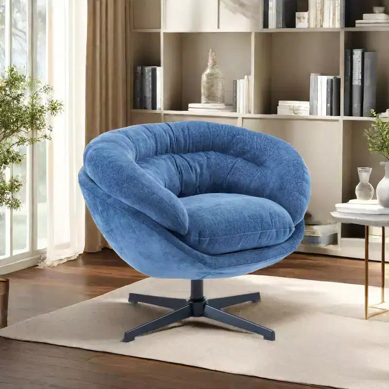 Okak Modern Chenille Swivel Office Chair with Removable Cushion,Comfy Accent Chair for Living Room,Apartment
