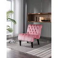 Okak Modern Armless Velvet Accent Chair, Upholstered Fabric Button Comfortable Chair with Wooden Legs