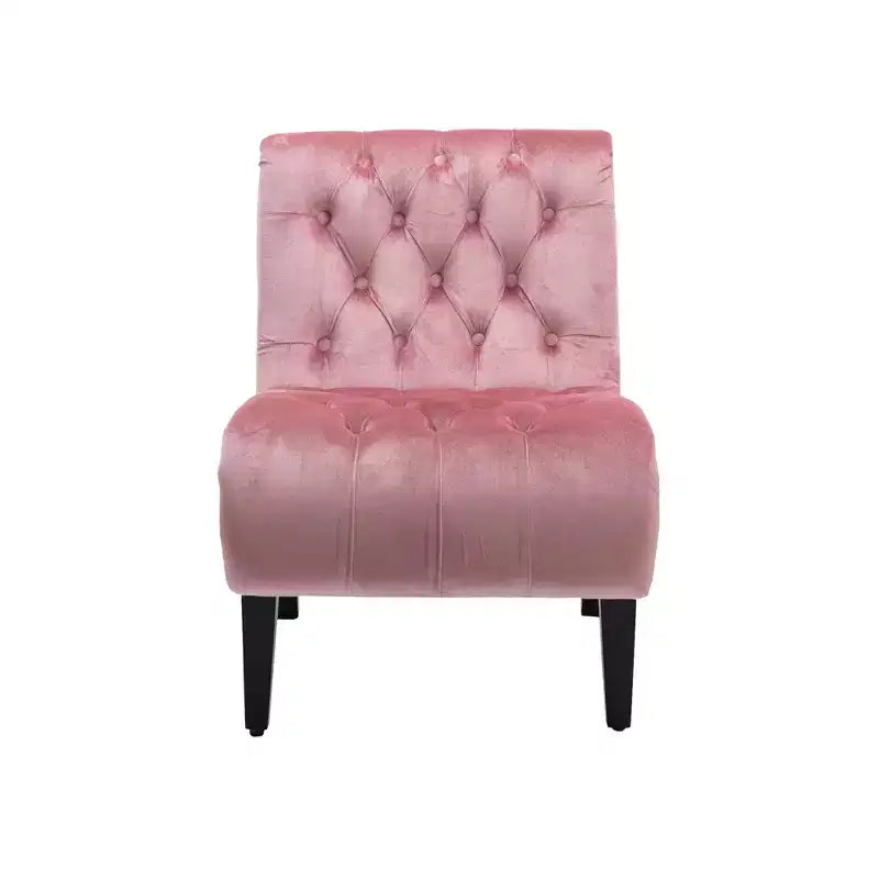 Okak Modern Armless Velvet Accent Chair, Upholstered Fabric Button Comfortable Chair with Wooden Legs