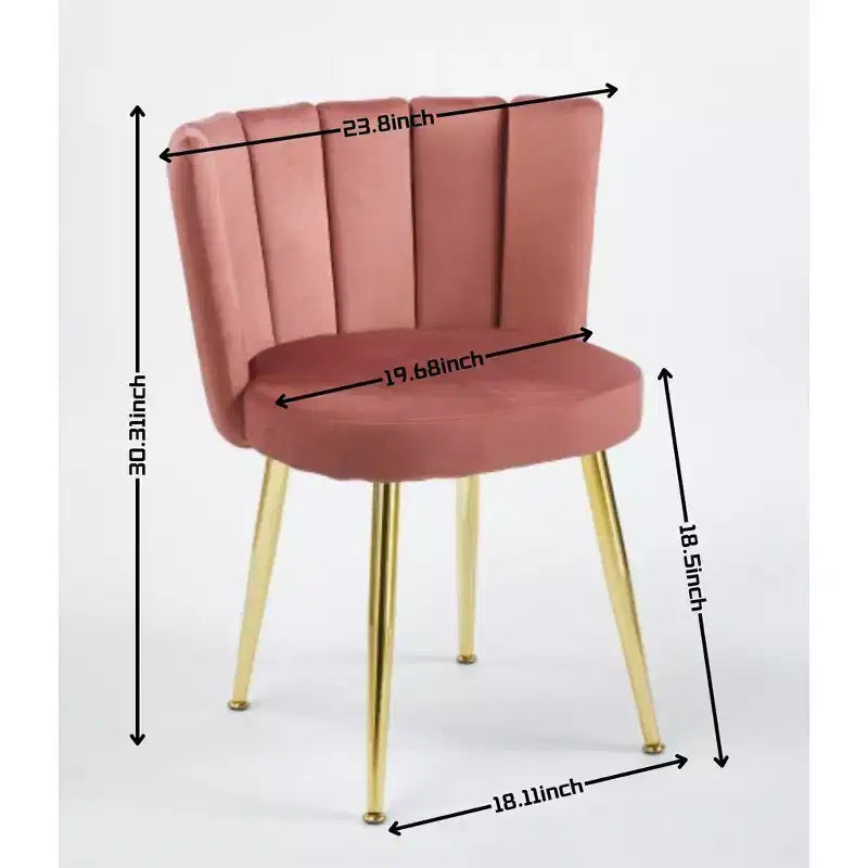 Okak Modern Accent Chair, with Iron Tube Golden Color Legs, Velvet and Comfortable Backrest, Set of 2