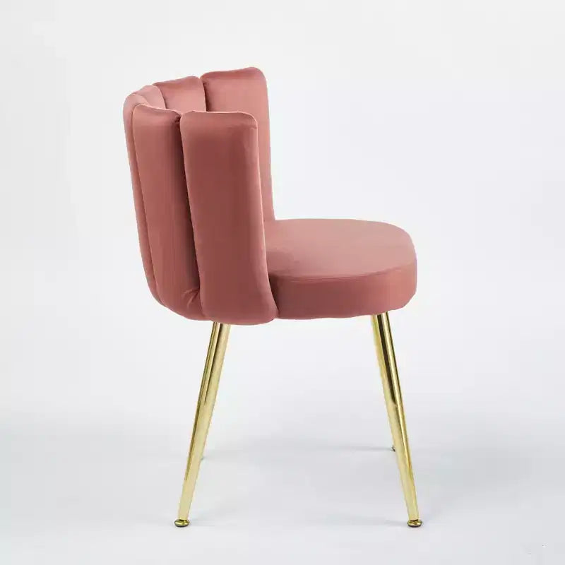 Okak Modern Accent Chair, with Iron Tube Golden Color Legs, Velvet and Comfortable Backrest, Set of 2