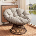 Okak Modern Accent Chair Swivel, 41.5 Ergonomic Wicker Chair with Cloud Thick Density Fabric Cushion, 3-proof Cover, High Capacity Iron Frame