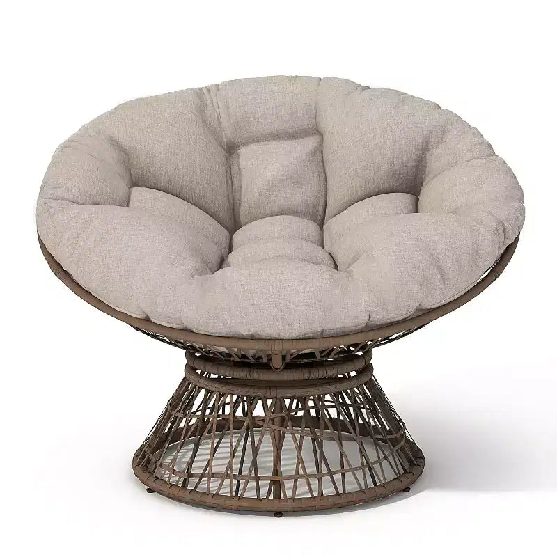 Fauteuil d'appoint moderne pivotant Okak, fauteuil ergonomique en osier de 41,5 po avec coussin en tissu épais haute densité nuage, housse 3-proof, cadre en fer haute capacité