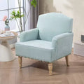Okak Modern Accent Chair with Retro Wooden Legs, Small Fabric Club Chair, Comfy Upholstered Armchair Lounge Chair for Bedroom Living Room