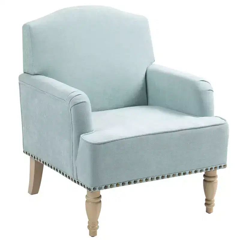 Okak Modern Accent Chair with Retro Wooden Legs, Small Fabric Club Chair, Comfy Upholstered Armchair Lounge Chair for Bedroom Living Room