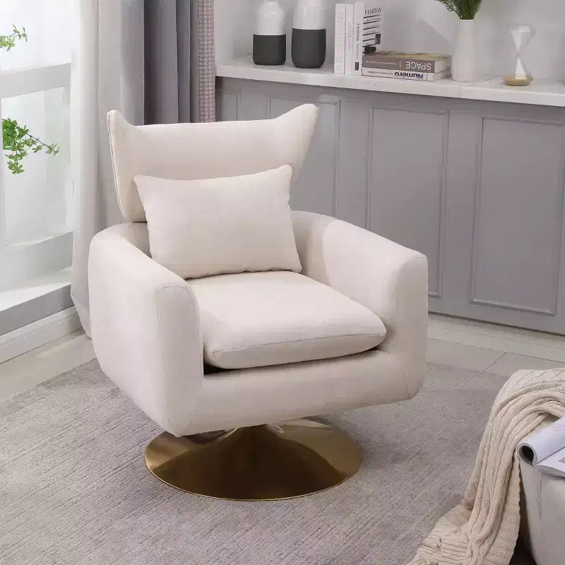 Okak 360 Degree Swivel Accent Chair, Classic Mid-Century Accent Chair with Gold Metal Basefor Living Room