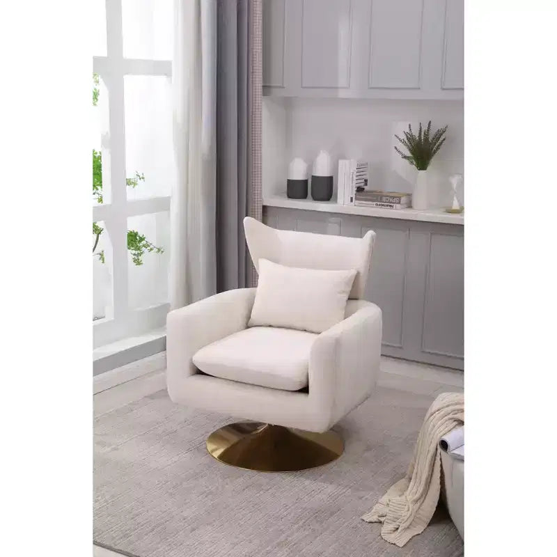 Okak 360 Degree Swivel Accent Chair, Classic Mid-Century Accent Chair with Gold Metal Basefor Living Room