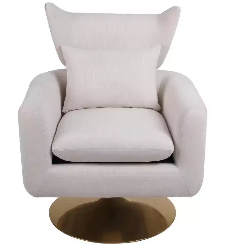 Okak 360 Degree Swivel Accent Chair, Classic Mid-Century Accent Chair with Gold Metal Basefor Living Room