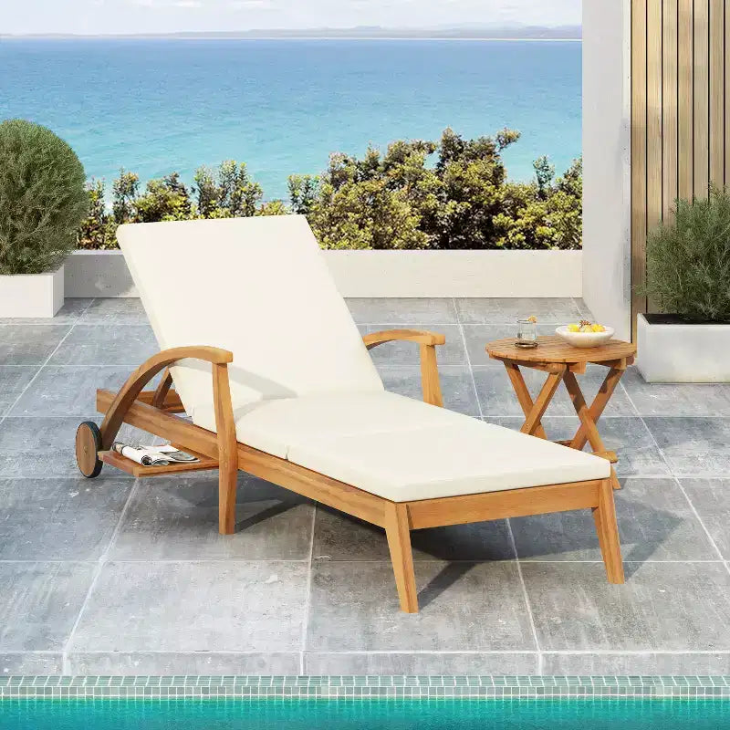 Christopher Knight Home Fred Outdoor Acacia Wood Adjustable Chaise Lounge and Accent Table