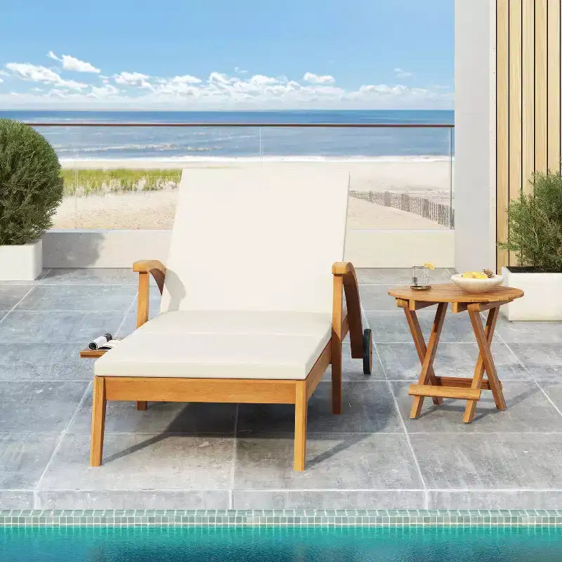 Christopher Knight Home Fred Chaise longue et table d'appoint réglables d'extérieur en bois d'acacia