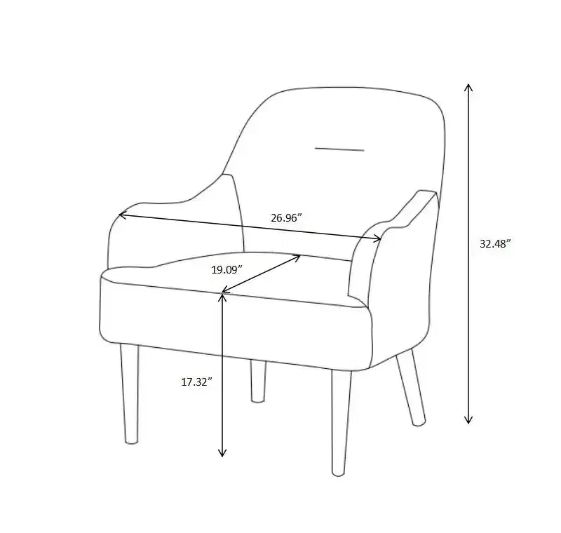 Okak Modern Accent Chair, Chenille Armchair, Modern Style Accent Chair with Wood Legs, Comfy Design for Living Room, Bedroom
