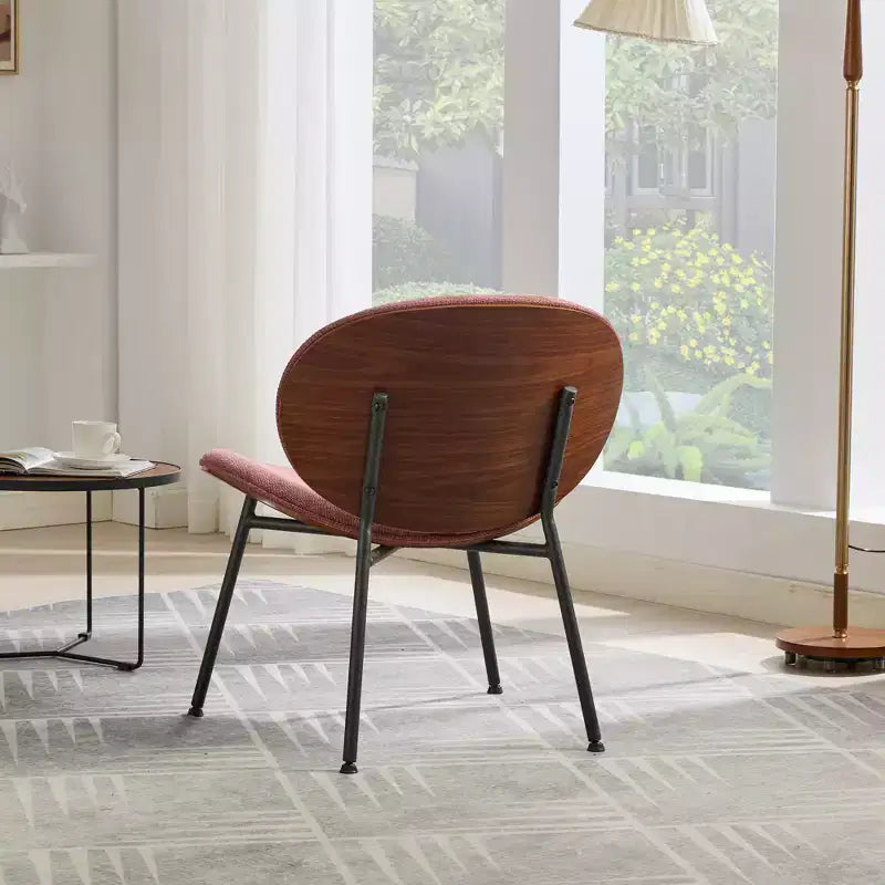 Fauteuils d'appoint modernes Okak du milieu du siècle pour chambre à coucher, chaise coquille, chaise d'appoint simple à trépied, chaise longue en tissu avec dossier finition noyer