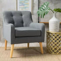 Okak Modern Mid-Century Accent Chairs for Bedroom, Tufted Fabric Accent Chair with Solid Wood Legs for Living Room