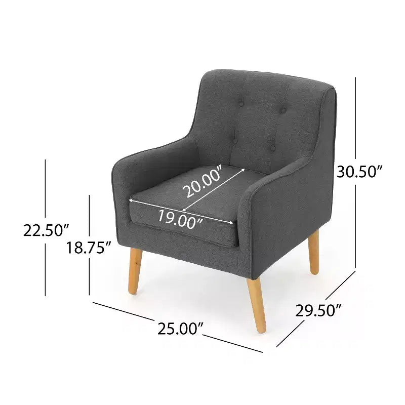 Fauteuils d'appoint modernes Okak du milieu du siècle pour chambre à coucher, fauteuil d'appoint en tissu capitonné avec pieds en bois massif pour salon