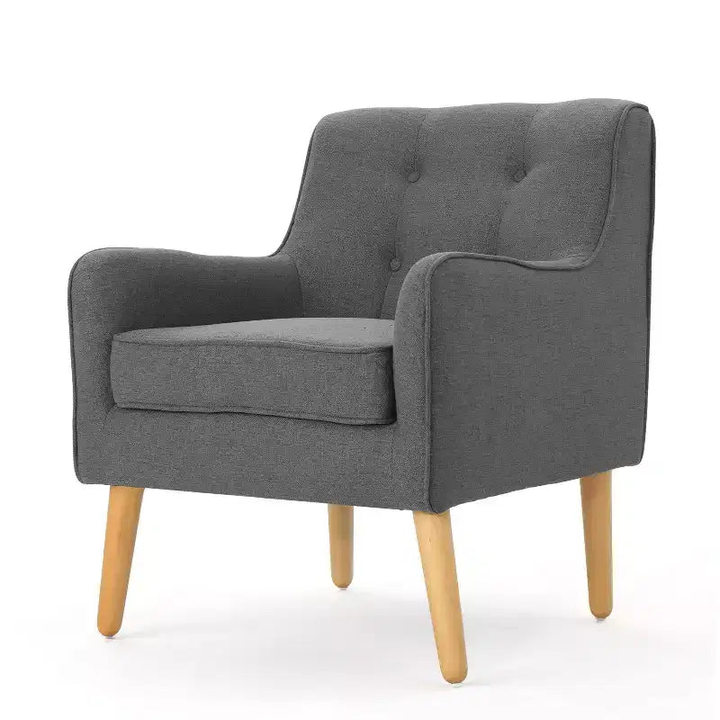 Fauteuils d'appoint modernes Okak du milieu du siècle pour chambre à coucher, fauteuil d'appoint en tissu capitonné avec pieds en bois massif pour salon