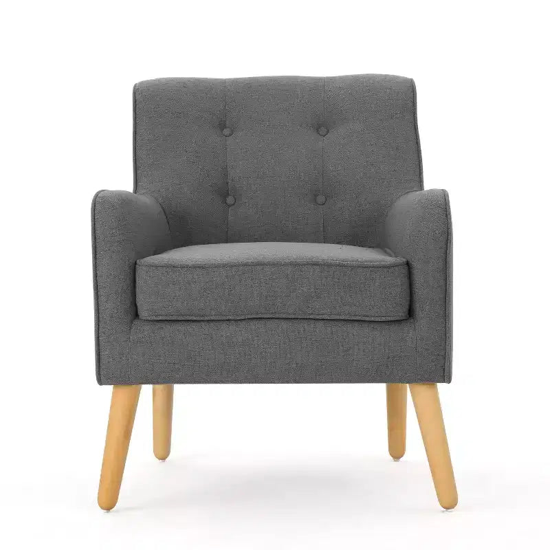 Fauteuils d'appoint modernes Okak du milieu du siècle pour chambre à coucher, fauteuil d'appoint en tissu capitonné avec pieds en bois massif pour salon