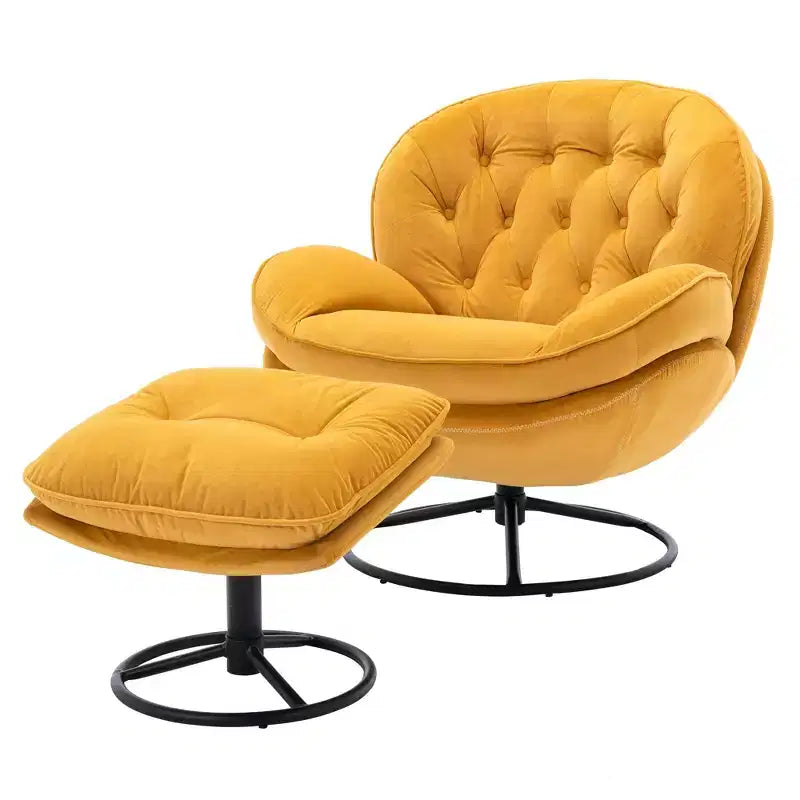 Okak Modern Accent Chairs for Bedroom with Ottoman, Accent Leisure Chair with Cushioned Seat