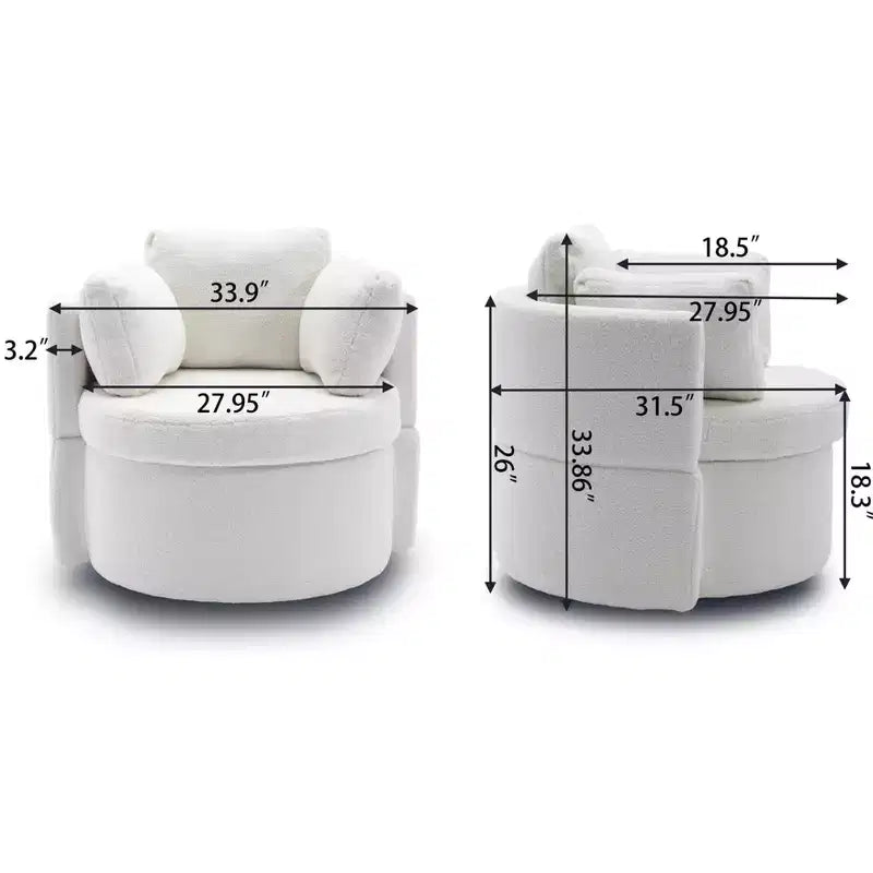 Okak Modern Accent Chairs for Bedroom, Teddy Fabric Swivel and Storage Chair With Back Cushion For Living Room