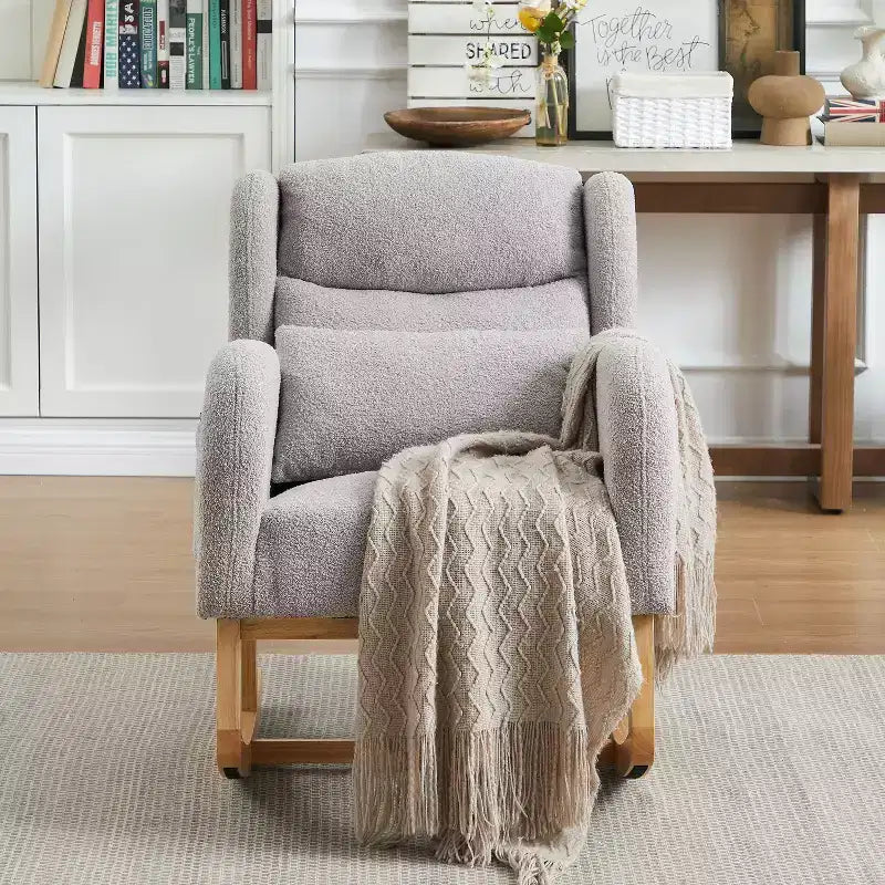Okak Modern Accent Chair for Living Room, 27.2W Modern Accent High Backrest Lounge Arm Rocking Chair, Two Side Pocket
