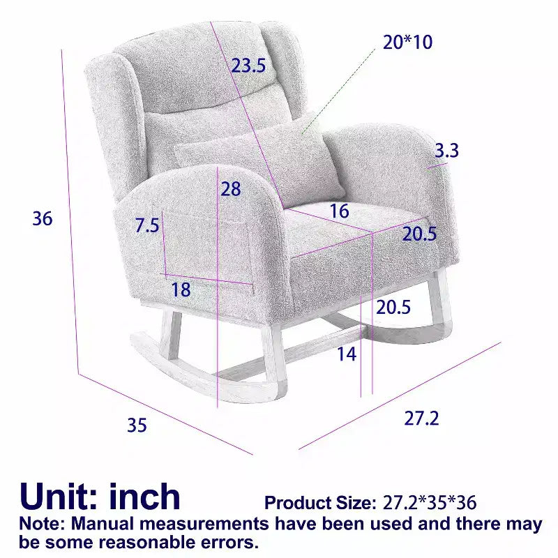 Okak Modern Accent Chair for Living Room, 27.2W Modern Accent High Backrest Lounge Arm Rocking Chair, Two Side Pocket