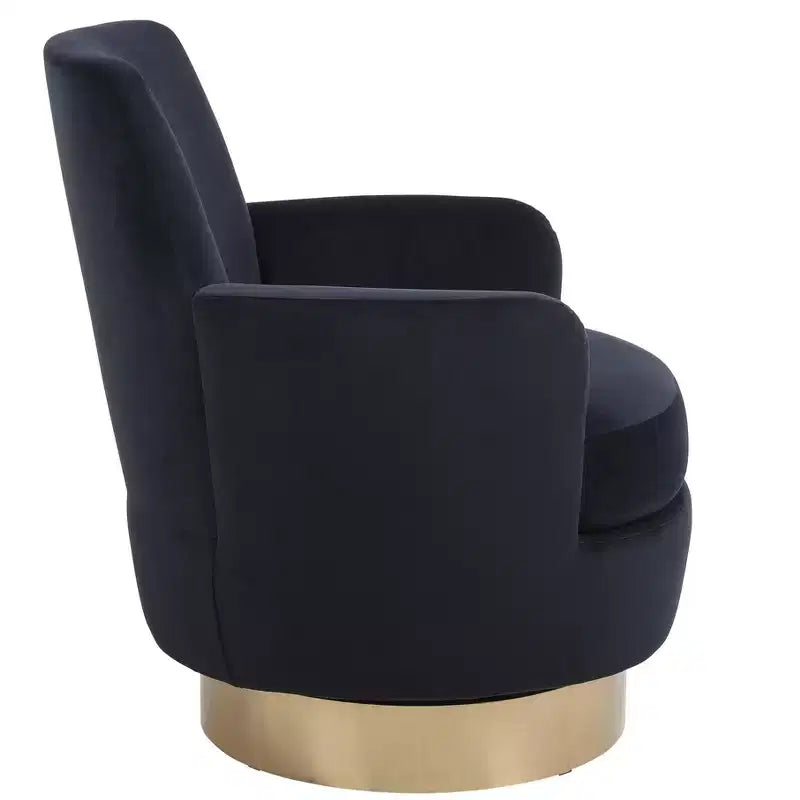 Okak Modern Swivel Barrel Accent Chair, Round Barrel Chairs with Gold Stainless Steel Base, for Living Room Bedroom