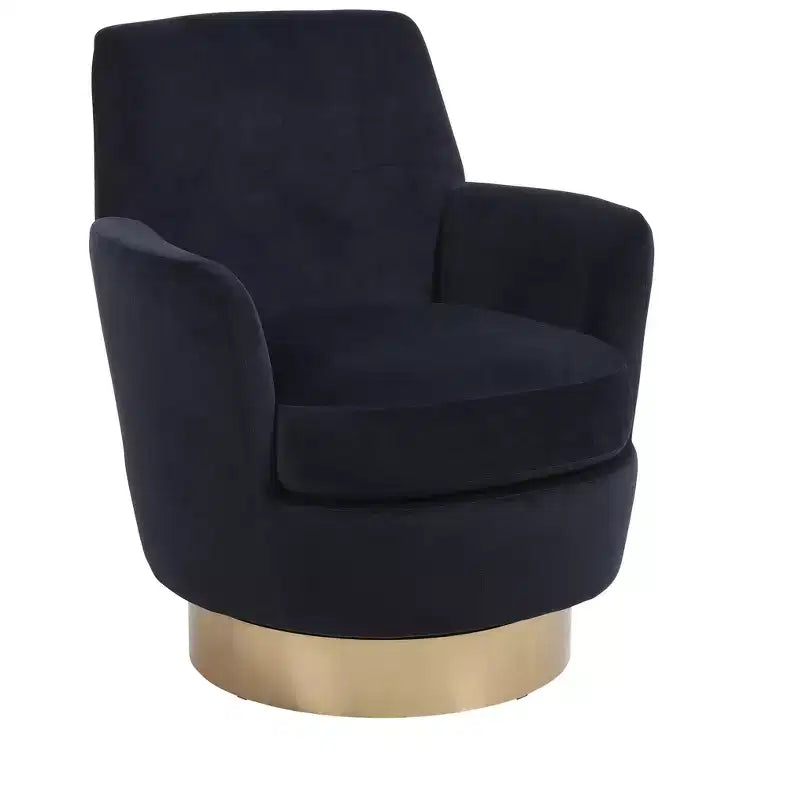 Okak Modern Swivel Barrel Accent Chair, Round Barrel Chairs with Gold Stainless Steel Base, for Living Room Bedroom