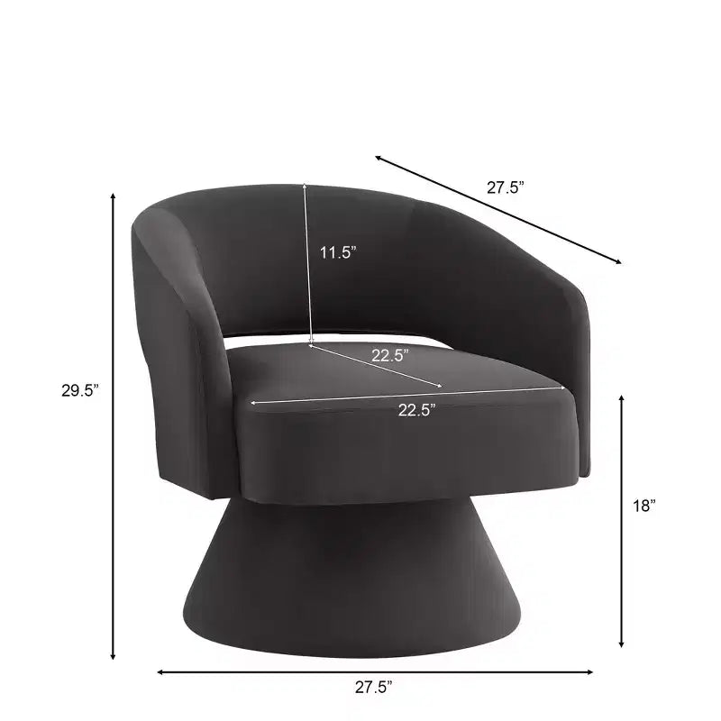 Fauteuils d'appoint pivotants modernes Okak pour chambre à coucher, fauteuils d'appoint ronds en velours rembourré, fauteuil pivotant confortable à 360 degrés avec dossier ouvert